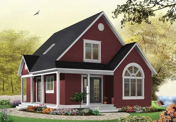 Cottage house plans 5-666 - front exterior, 1,226 sq ft, 2 bed, 2 bath house plans | Monster House Plans