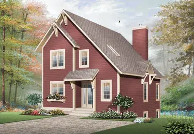 Country house plans 5-667 - front exterior, 1,444 sq ft, 3 bed, 1 bath house plans | Monster House Plans