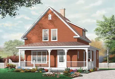 Country house plans 5-671 - front exterior, 1,501 sq ft, 3 bed, 1 bath house plans | Monster House Plans