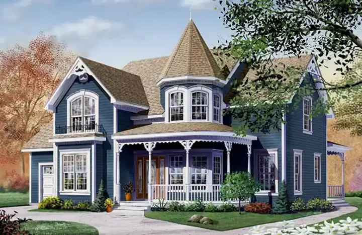 Victorian house plans 5-690 - front exterior, 2,590 sq ft, 3 bed, 2 bath house plans | Monster House Plans
