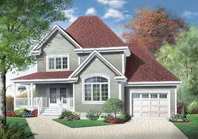 Country house plans 5-695 - front exterior, 1,432 sq ft, 3 bed, 2 bath house plans | Monster House Plans