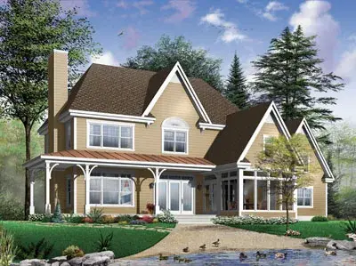 Traditional house plans 5-702 - front exterior, 2,393 sq ft, 4 bed, 2 bath house plans | Monster House Plans