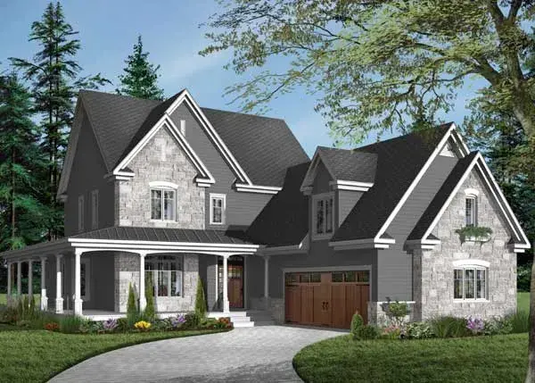 Traditional house plans 5-703 - front exterior, 2,376 sq ft, 4 bed, 2 bath house plans | Monster House Plans