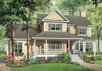 Country house plans 5-718 - front exterior, 2,563 sq ft, 3 bed, 2 bath house plans | Monster House Plans
