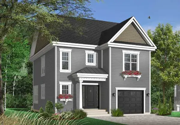 Colonial house plans 5-722 - front exterior, 1,584 sq ft, 3 bed, 2 bath house plans | Monster House Plans