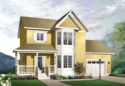 Country house plans 5-723 - front exterior, 1,286 sq ft, 3 bed, 1 bath house plans | Monster House Plans