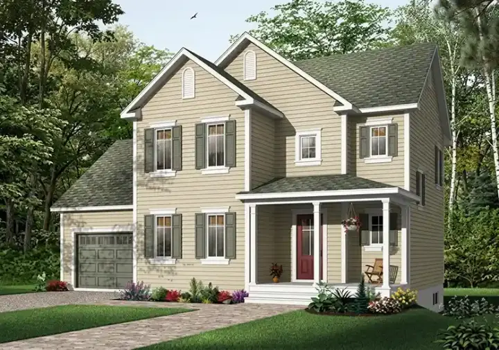 Country house plans 5-725 - front exterior, 1,485 sq ft, 3 bed, 1 bath house plans | Monster House Plans