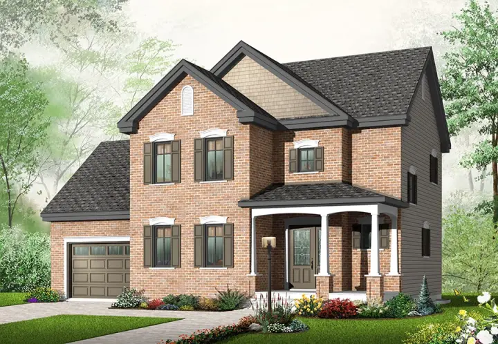 Traditional house plans 5-733 - front exterior, 1,552 sq ft, 3 bed, 1 bath house plans | Monster House Plans
