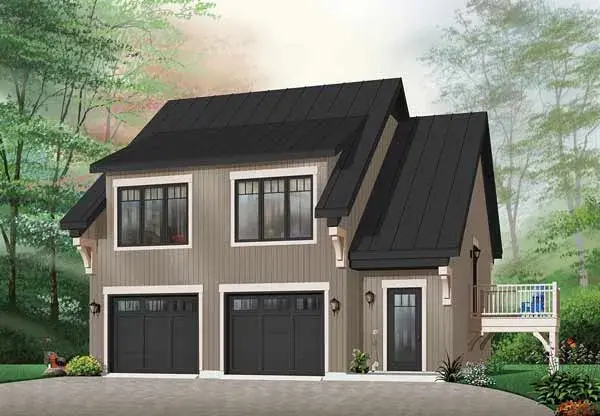 Cottage house plans 5-762 - front exterior, 1,068 sq ft, 2 bed, 1 bath house plans | Monster House Plans