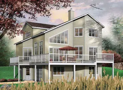 Contemporary house plans 5-763 - front exterior, 1,737 sq ft, 3 bed, 2 bath house plans | Monster House Plans