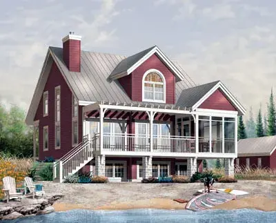 Cottage house plans 5-766 - front exterior, 1,878 sq ft, 3 bed, 2 bath house plans | Monster House Plans
