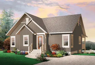 Traditional house plans 5-770 - front exterior, 1,324 sq ft, 2 bed, 1 bath house plans | Monster House Plans