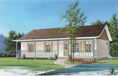 Ranch house plans 5-781 - front exterior, 1,127 sq ft, 3 bed, 1 bath house plans | Monster House Plans