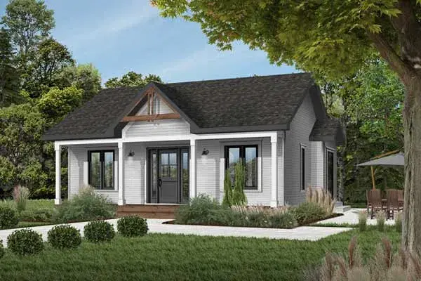 Cottage house plans 5-785 - front exterior, 910 sq ft, 2 bed, 1 bath house plans | Monster House Plans
