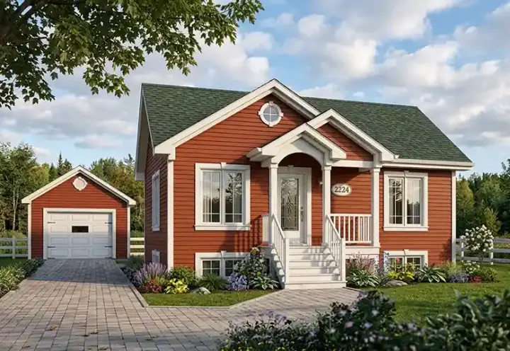 Cottage house plans 5-788 - front exterior, 896 sq ft, 2 bed, 1 bath house plans | Monster House Plans