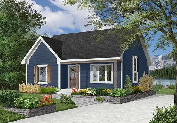 Country house plans 5-790 - front exterior, 1,113 sq ft, 2 bed, 1 bath house plans | Monster House Plans