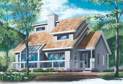 Contemporary house plans 5-798 - front exterior, 1,597 sq ft, 3 bed, 1 bath house plans | Monster House Plans