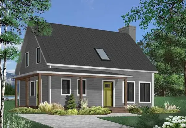 Farmhouse house plans 5-799 - front exterior, 1,597 sq ft, 3 bed, 1 bath house plans | Monster House Plans