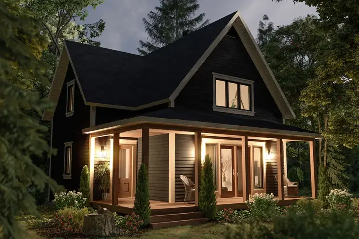 Country house plans 5-803 - front exterior, 1,297 sq ft, 2 bed, 1 bath house plans | Monster House Plans