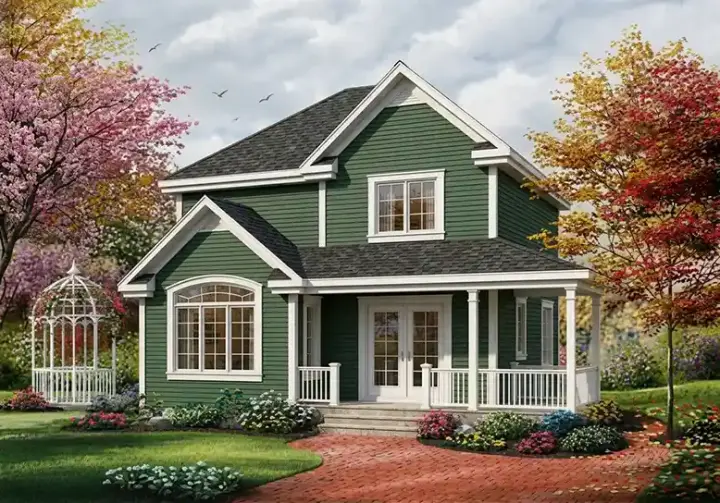 Country house plans 5-817 - front exterior, 1,530 sq ft, 3 bed, 2 bath house plans | Monster House Plans