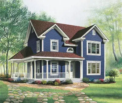 Farmhouse house plans 5-819 - front exterior, 1,746 sq ft, 3 bed, 1 bath house plans | Monster House Plans