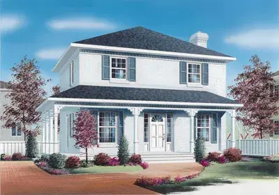 European house plans 5-821 - front exterior, 1,560 sq ft, 3 bed, 2 bath house plans | Monster House Plans