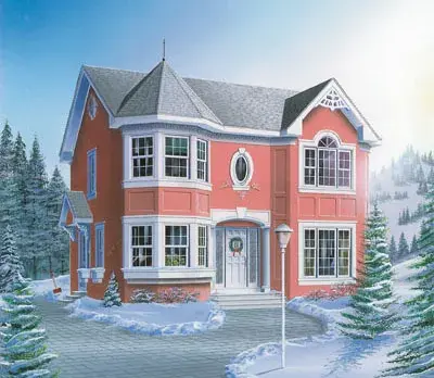 European house plans 5-823 - front exterior, 1,823 sq ft, 4 bed, 2 bath house plans | Monster House Plans