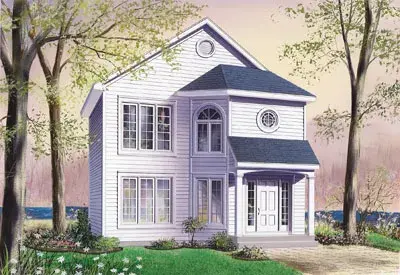 Traditional house plans 5-824 - front exterior, 1,296 sq ft, 3 bed, 1 bath house plans | Monster House Plans