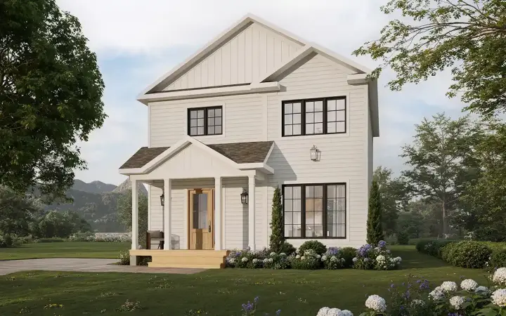 Traditional house plans 5-825 - front exterior, 1,266 sq ft, 3 bed, 1 bath house plans | Monster House Plans