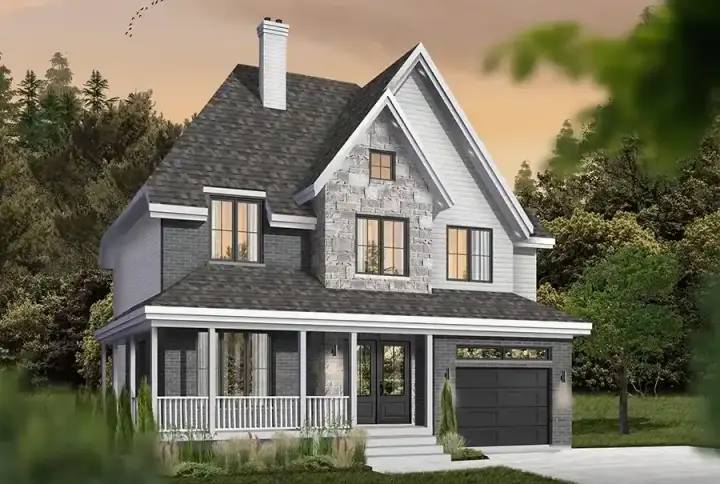 European house plans 5-832 - front exterior, 1,935 sq ft, 4 bed, 2 bath house plans | Monster House Plans
