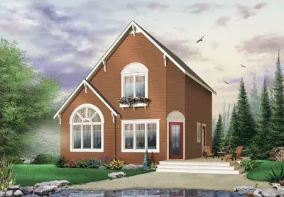European house plans 5-838 - front exterior, 1,295 sq ft, 2 bed, 2 bath house plans | Monster House Plans