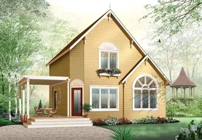 European house plans 5-839 - front exterior, 1,295 sq ft, 2 bed, 2 bath house plans | Monster House Plans