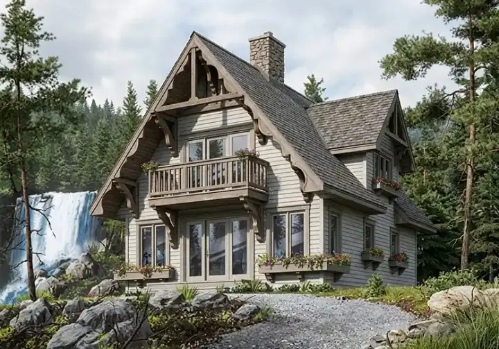Cottage house plans 5-841 - front exterior, 1,510 sq ft, 3 bed, 2 bath house plans | Monster House Plans