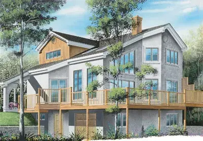 Contemporary house plans 5-842 - front exterior, 1,872 sq ft, 3 bed, 2 bath house plans | Monster House Plans