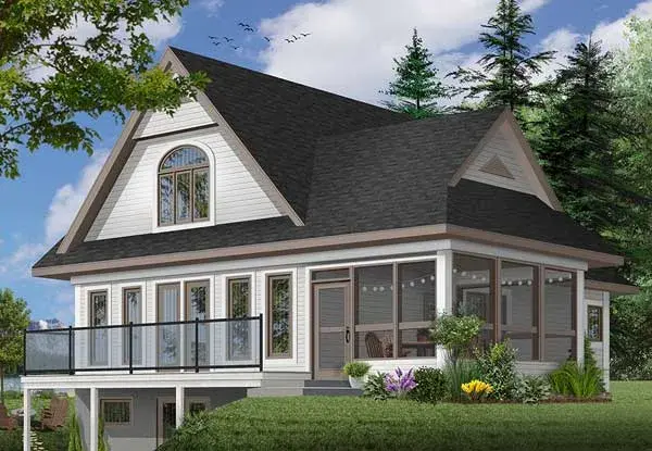 Country house plans 5-844 - front exterior, 1,482 sq ft, 2 bed, 1 bath house plans | Monster House Plans