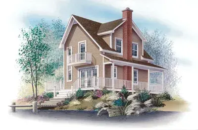 Country house plans 5-848 - front exterior, 1,077 sq ft, 3 bed, 1 bath house plans | Monster House Plans