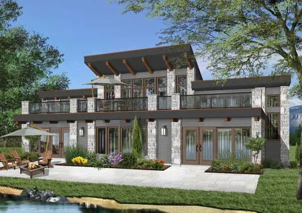 Contemporary house plans 5-856 - front exterior, 2,527 sq ft, 3 bed, 2 bath house plans | Monster House Plans