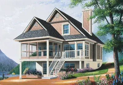 Cottage house plans 5-866 - front exterior, 1,484 sq ft, 3 bed, 2 bath house plans | Monster House Plans