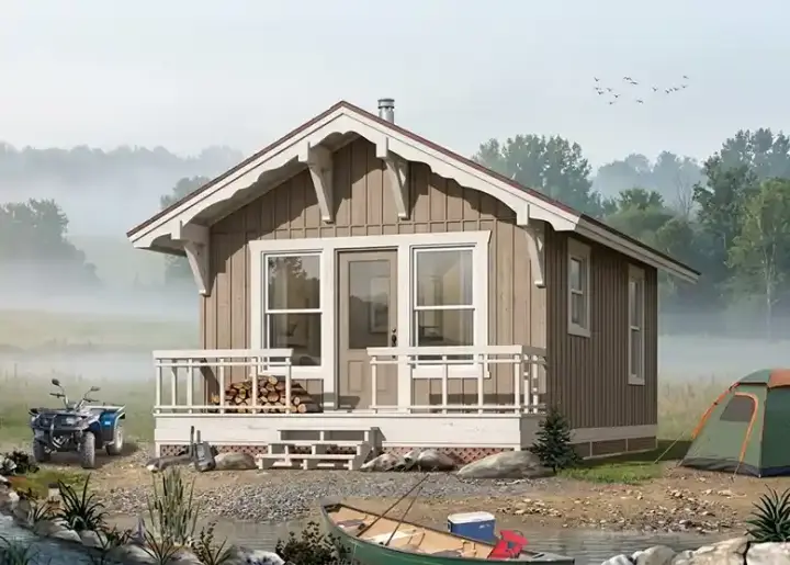 Country house plans 5-893 - front exterior, 384 sq ft, 1 bed, 1 bath house plans | Monster House Plans