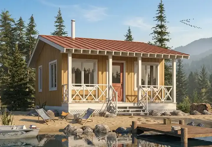 Country house plans 5-894 - front exterior, 400 sq ft, 1 bed, 1 bath house plans | Monster House Plans
