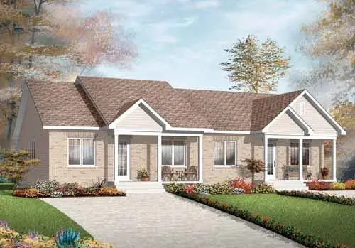 Traditional house plans 5-902 - front exterior, 1,872 sq ft, 4 bed, 2 bath house plans | Monster House Plans