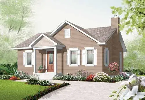 Traditional house plans 5-910 - front exterior, 896 sq ft, 2 bed, 1 bath house plans | Monster House Plans