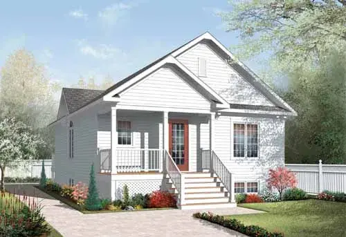 Traditional house plans 5-914 - front exterior, 1,042 sq ft, 2 bed, 1 bath house plans | Monster House Plans