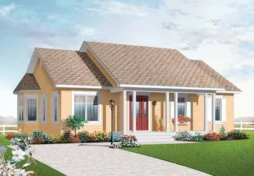 Traditional house plans 5-918 - front exterior, 1,218 sq ft, 3 bed, 1 bath house plans | Monster House Plans