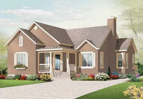 Traditional house plans 5-919 - front exterior, 1,201 sq ft, 3 bed, 1 bath house plans | Monster House Plans