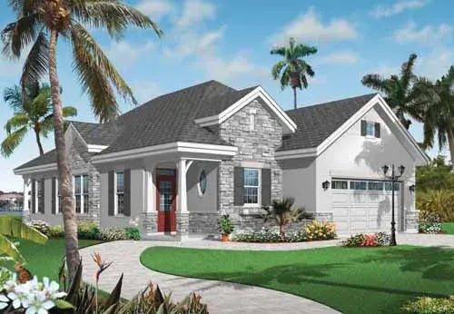Traditional house plans 5-920 - front exterior, 1,634 sq ft, 3 bed, 2 bath house plans | Monster House Plans