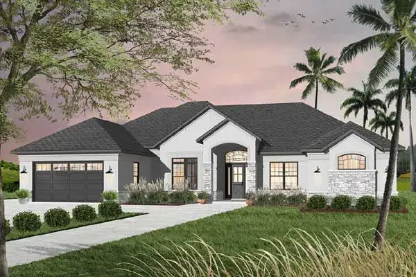 Traditional house plans 5-926 - front exterior, 2,842 sq ft, 4 bed, 3 bath house plans | Monster House Plans