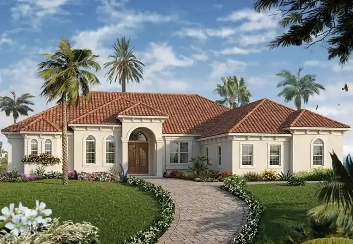 Mediterranean house plans 5-927 - front exterior, 2,901 sq ft, 4 bed, 3 bath house plans | Monster House Plans