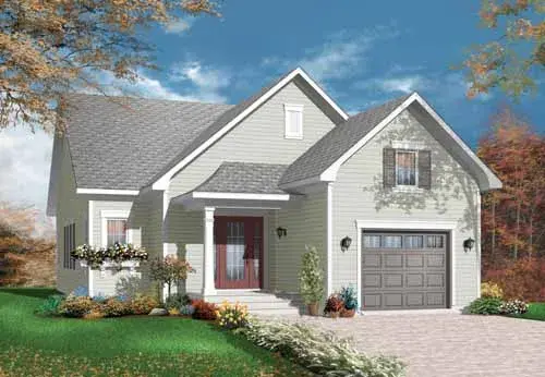 Traditional house plans 5-933 - front exterior, 1,250 sq ft, 2 bed, 1 bath house plans | Monster House Plans