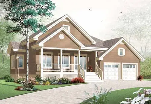 Traditional house plans 5-937 - front exterior, 1,350 sq ft, 2 bed, 1 bath house plans | Monster House Plans